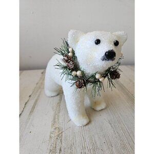 Pier 1? Sugar‎ glass polar bear figurine statue wreath Xmas
